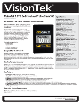 Visiontek 1.0TB Go Drive Low Profile 7Mm