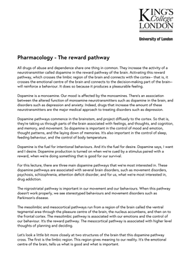 Pharmacology - the Reward Pathway