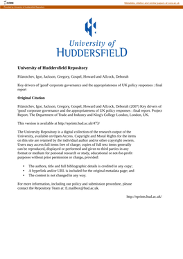 University of Huddersfield Repository