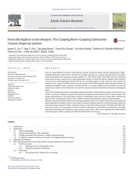 From the Highest to the Deepest: the Gaoping River–Gaoping Submarine Canyon Dispersal System