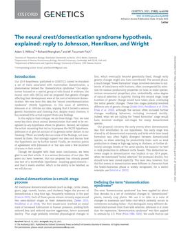 The Neural Crest/Domestication Syndrome Hypothesis, Explained: Reply to Johnsson, Henriksen, and Wright