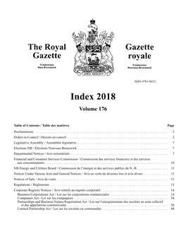 The Royal Gazette Index 2018