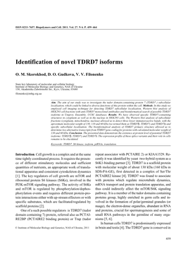 Identification of Novel TDRD7 Isoforms