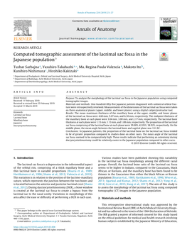 Computed Tomographic Assessment of the Lacrimal Sac Fossa in the ଝ