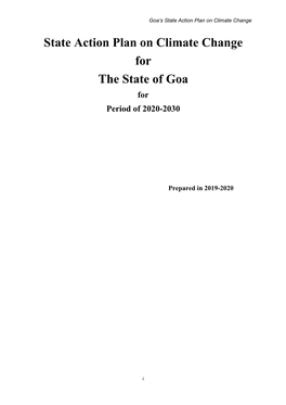 State Action Plan on Climate Change for the State of Goa for Period of 2020-2030