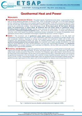 Geothermal Heat and Power HIGHLIGHTS