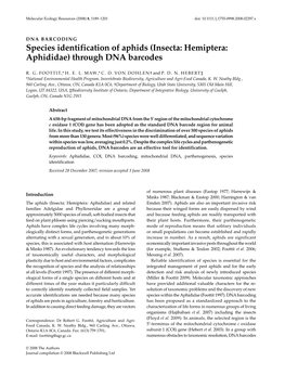 Species Identification of Aphids (Insecta: Hemiptera: Aphididae) Through DNA Barcodes