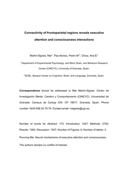 Connectivity of Frontoparietal Regions Reveals Executive Attention And