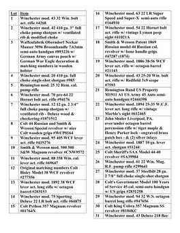Lot Item 1 Winchester Mod. 43 32 Win. Bolt Act. Rifle #4268 2 Winchester Mod. 42 410 Ga. 3