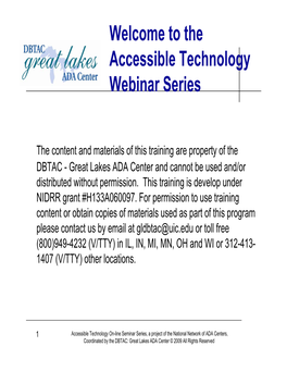 Accessible Technology On-Line Seminar Series