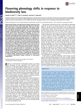 Flowering Phenology Shifts in Response to Biodiversity Loss