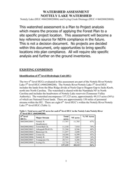 WATERSHED ASSESSMENT NOTTELY LAKE WATERSHED This