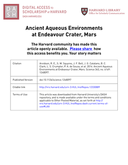 Ancient Aqueous Environments at Endeavour Crater, Mars