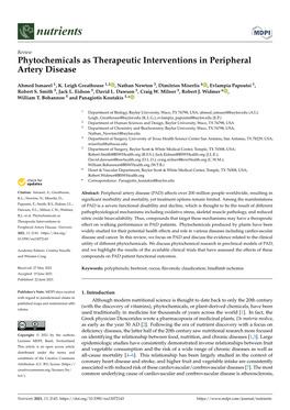 Phytochemicals As Therapeutic Interventions in Peripheral Artery Disease