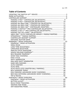 Table of Contents UPDATING the SWITCH UP™ DEVICE