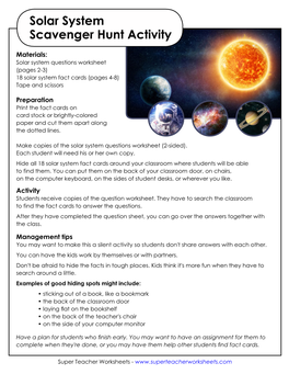 Solar System Scavenger Hunt Activity