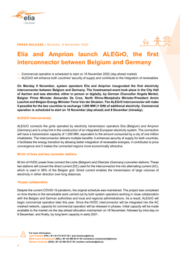 Elia and Amprion Launch Alegro, the First Interconnector Between Belgium and Germany