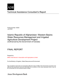 Western Basins Water Resources Management and Irrigated Agriculture Development Project (Cofinanced by the Government of Canada)