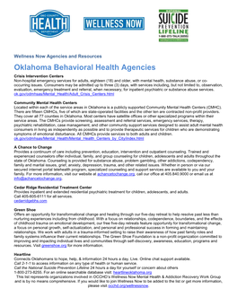 Oklahoma Mental Health Resources