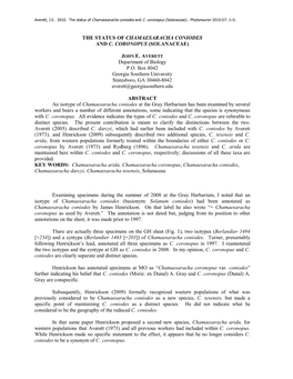 The Status of Chamaesaracha Coniodes and C. Coronopus (Solanaceae)