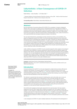 Labyrinthitis: a Rare Consequence of COVID-19 Infection