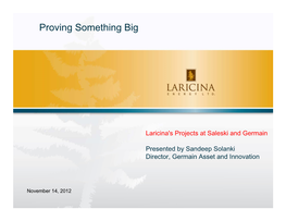 Proving Something Big – Laricina's Projects at Saleski and Germain