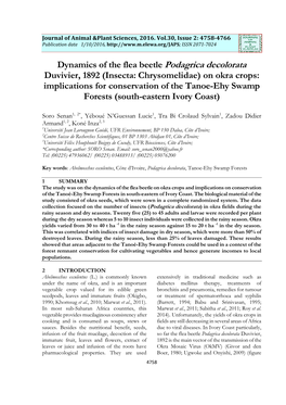 On Okra Crops: Implications for Conservation of the Tanoe-Ehy Swamp Forests (South-Eastern Ivory Coast)