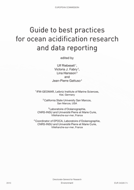 Guide to Best Practices for Ocean Acidification Research and Data Reporting