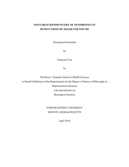 Nontargeted Discovery of Xenobiotics in Human Urine by Maldi-Tof/Tof-Ms