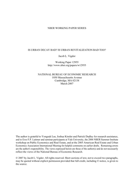 Is Urban Decay Bad? Is Urban Revitalization Bad Too?