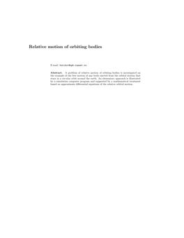 Relative Motion of Orbiting Bodies