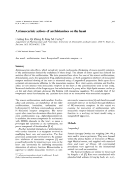 Antimuscarinic Actions of Antihistamines on the Heart