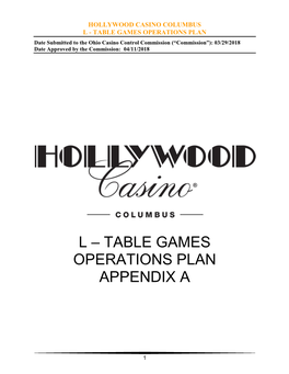 Table Games Operations Plan Appendix A