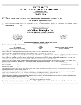 Abcellera Biologics Inc. (Exact Name of Registrant As Specified in Its Charter)