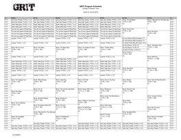 GRIT Program Schedule Listings in Eastern Time