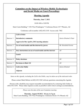 Committee on the Impact of Wireless Mobile Technologies and Social Media on Court Proceedings