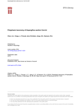 Polyphasic Taxonomy of Aspergillus Section Cervini