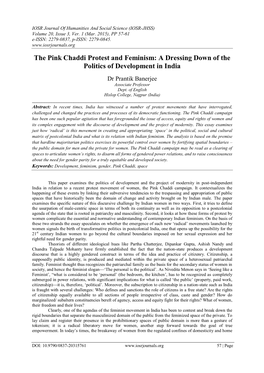 The Pink Chaddi Protest and Feminism: a Dressing Down of the Politics of Development in India