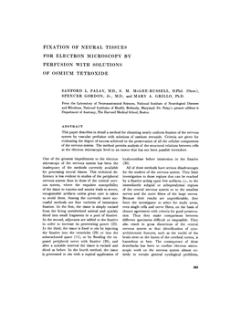 Fixation of Neural Tissues for Electron Microscopy By