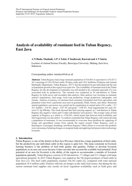 Analysis of Availability of Ruminant Feed in Tuban Regency, East Java