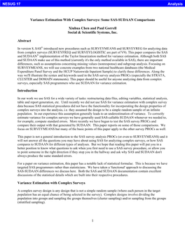 Some SAS-SUDAAN Comparisons