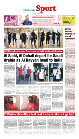 Al Sadd, Al Duhail Depart for Saudi Arabia As Al Rayyan Head to India