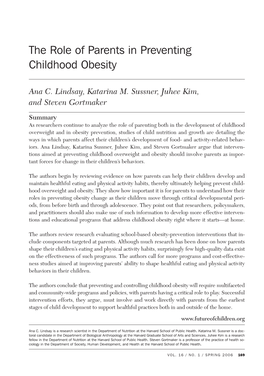 The Role of Parents in Preventing Childhood Obesity