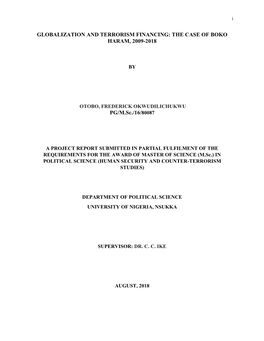 Globalization and Terrorism Financing: the Case of Boko Haram, 2009-2018