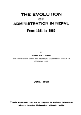 The Evolution of Administration in Nepal