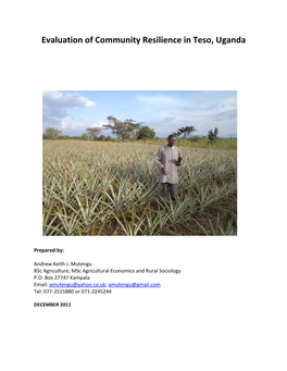 Evaluation of Community Resilience in Teso, Uganda