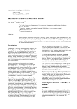 Identification of Larvae of Australian Baetidae