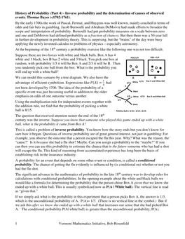 History of Probability (Part 4) - Inverse Probability and the Determination of Causes of Observed Events