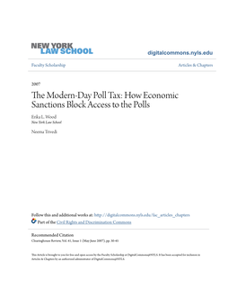 THE MODERN-DAY POLL TAX: How Economic Sanctions Block Access to the Polls