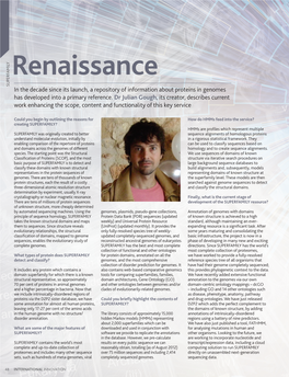 Renaissance SUPERFAMILY in the Decade Since Its Launch, a Repository of Information About Proteins in Genomes Has Developed Into a Primary Reference